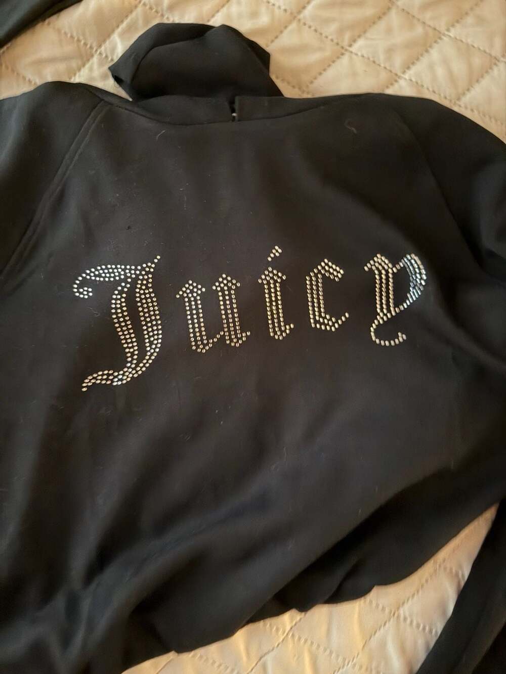 Juicy Couture Sport Black Embellished Logo Crop Hoodie Size M